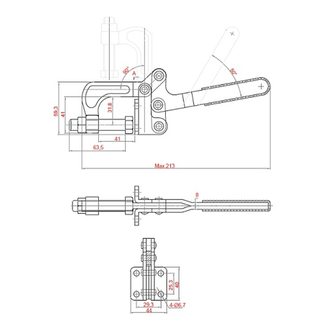 Vendita online Bloccaggio a morsa base dritta 340 Kg.